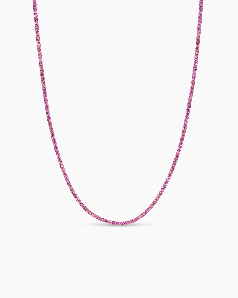 Womens Mini Tennis Necklace in 18K Yellow Gold, 2mm