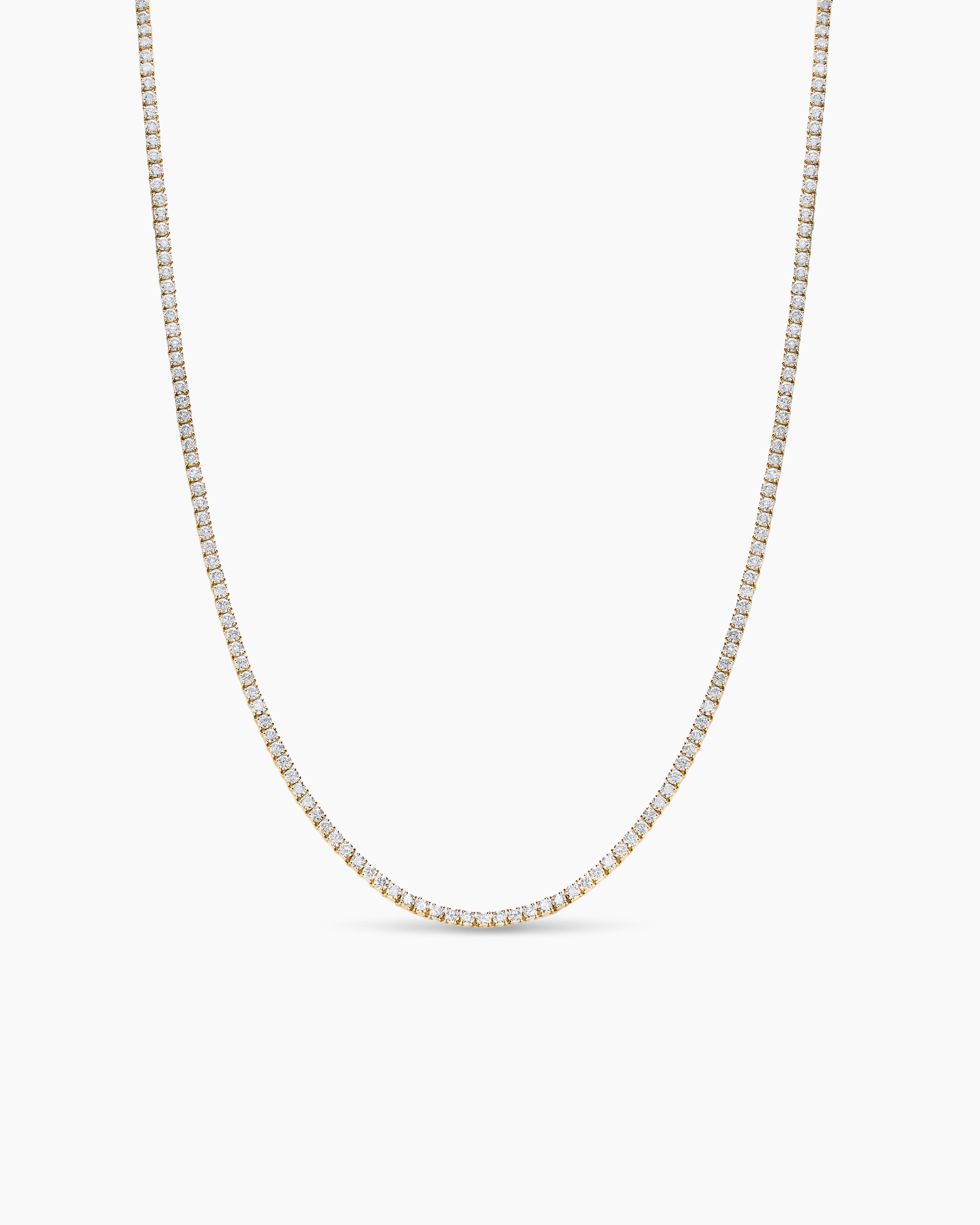 Womens Mini Tennis Necklace in 18K Yellow Gold with Diamonds, 2mm