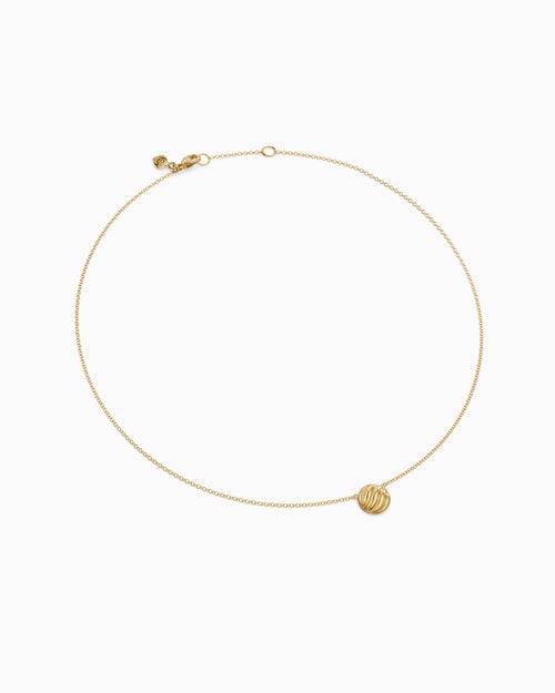 Womens Sculpted Cable Pendant Necklace in 18K Yellow Gold, 10mm