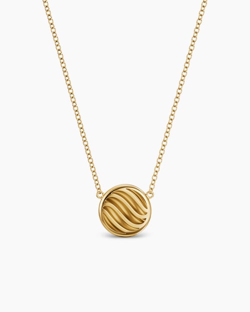 Womens Sculpted Cable Pendant Necklace in 18K Yellow Gold, 10mm