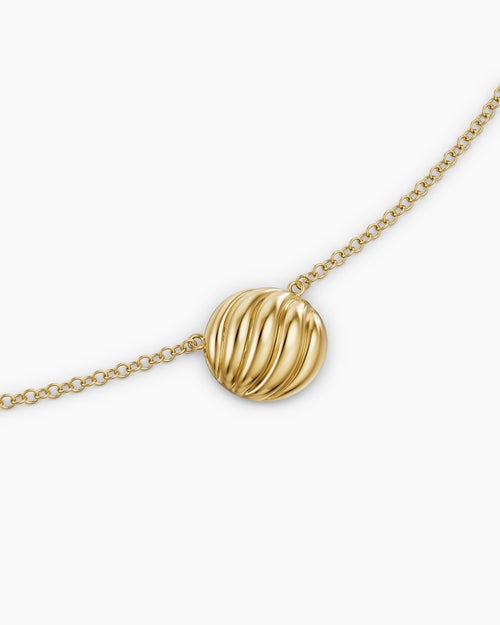 Womens Sculpted Cable Pendant Necklace in 18K Yellow Gold, 10mm