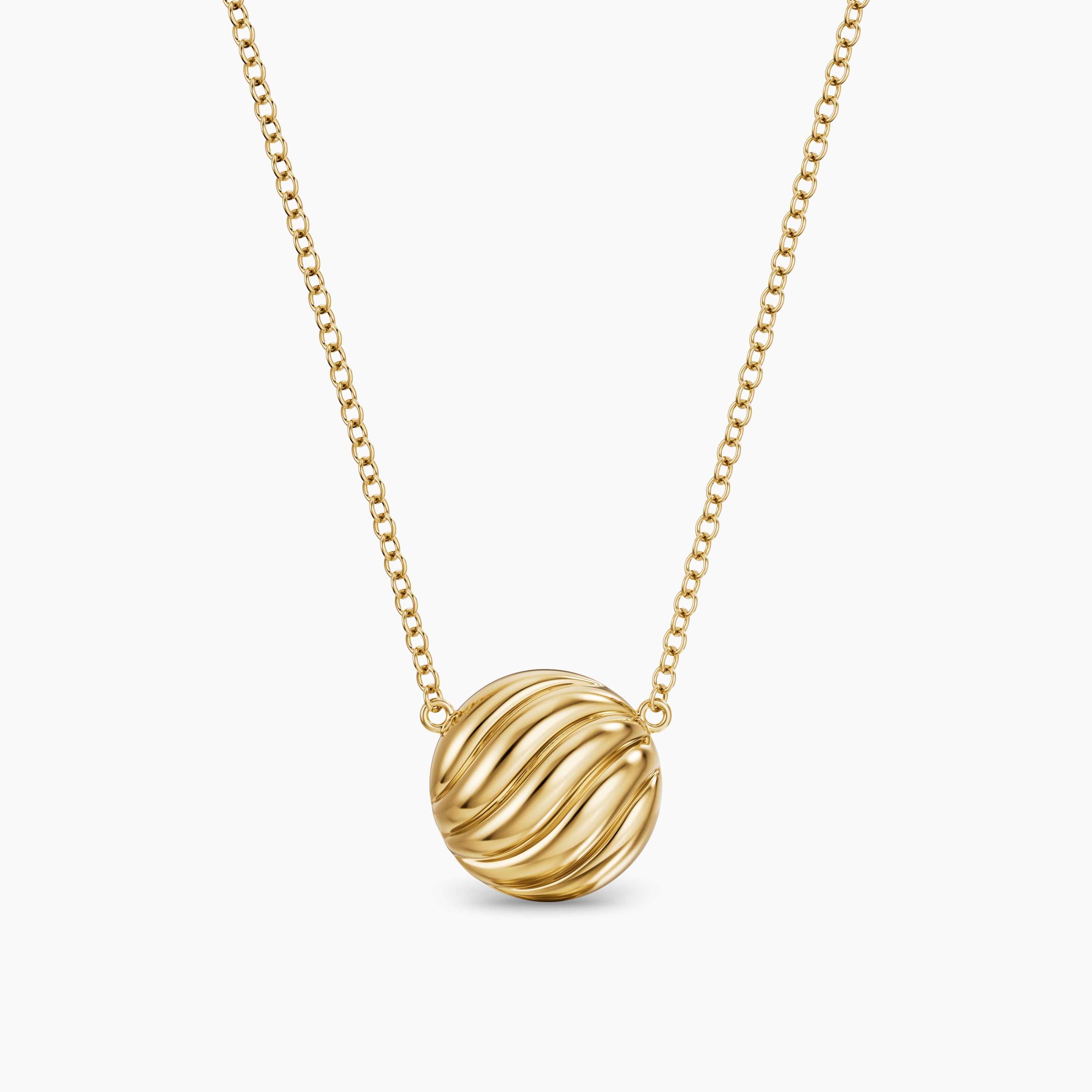 Womens Sculpted Cable Pendant Necklace in 18K Yellow Gold, 10mm