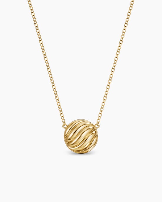 Sculpted Cable Pendant Necklace in 18K Yellow Gold, 10mm