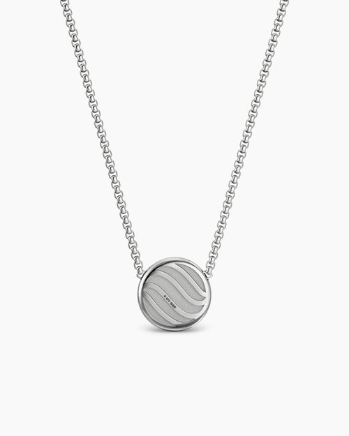Womens Sculpted Cable Pendant Necklace in Sterling Silver, 10mm