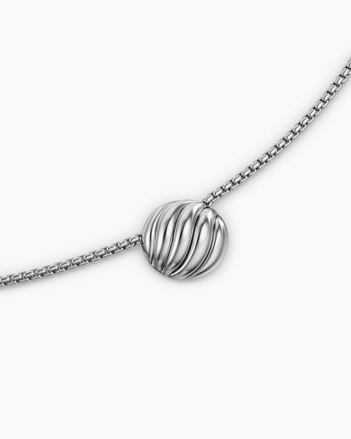 Womens Sculpted Cable Pendant Necklace in Sterling Silver, 10mm