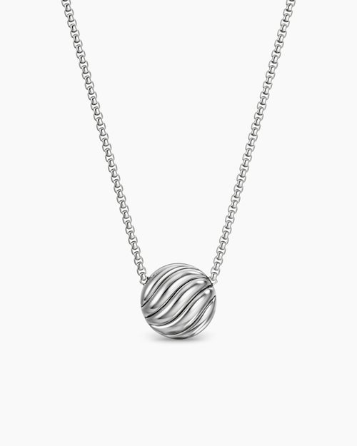 Womens Sculpted Cable Pendant Necklace in Sterling Silver, 10mm