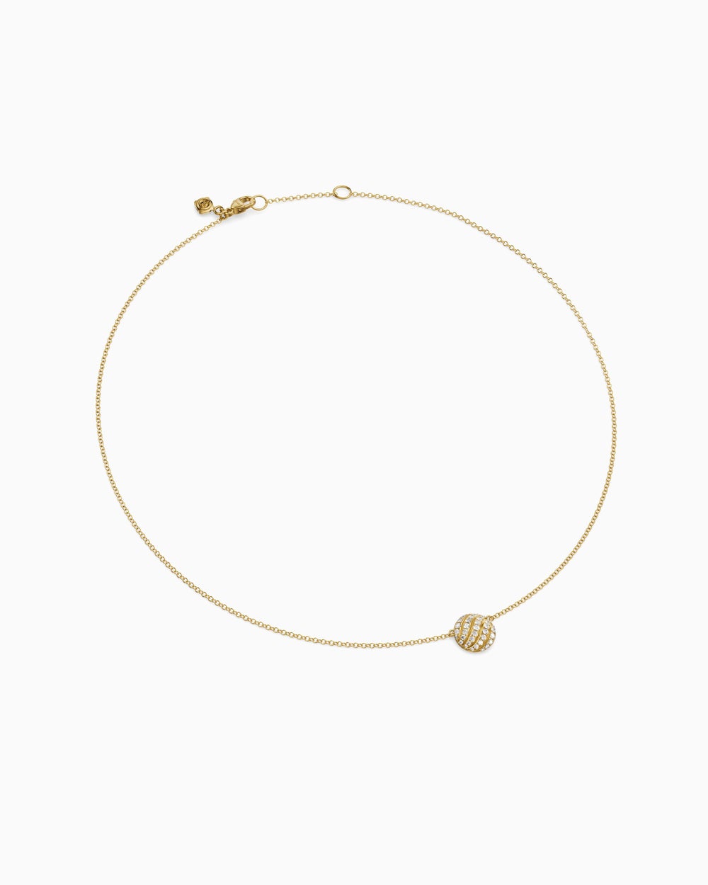 Womens Sculpted Cable Pendant Necklace in 18K Yellow Gold with Diamonds, 10mm