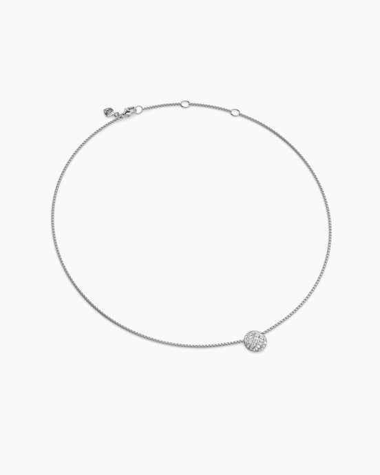 Sculpted Cable Pendant Necklace in Sterling Silver with Diamonds, 10mm