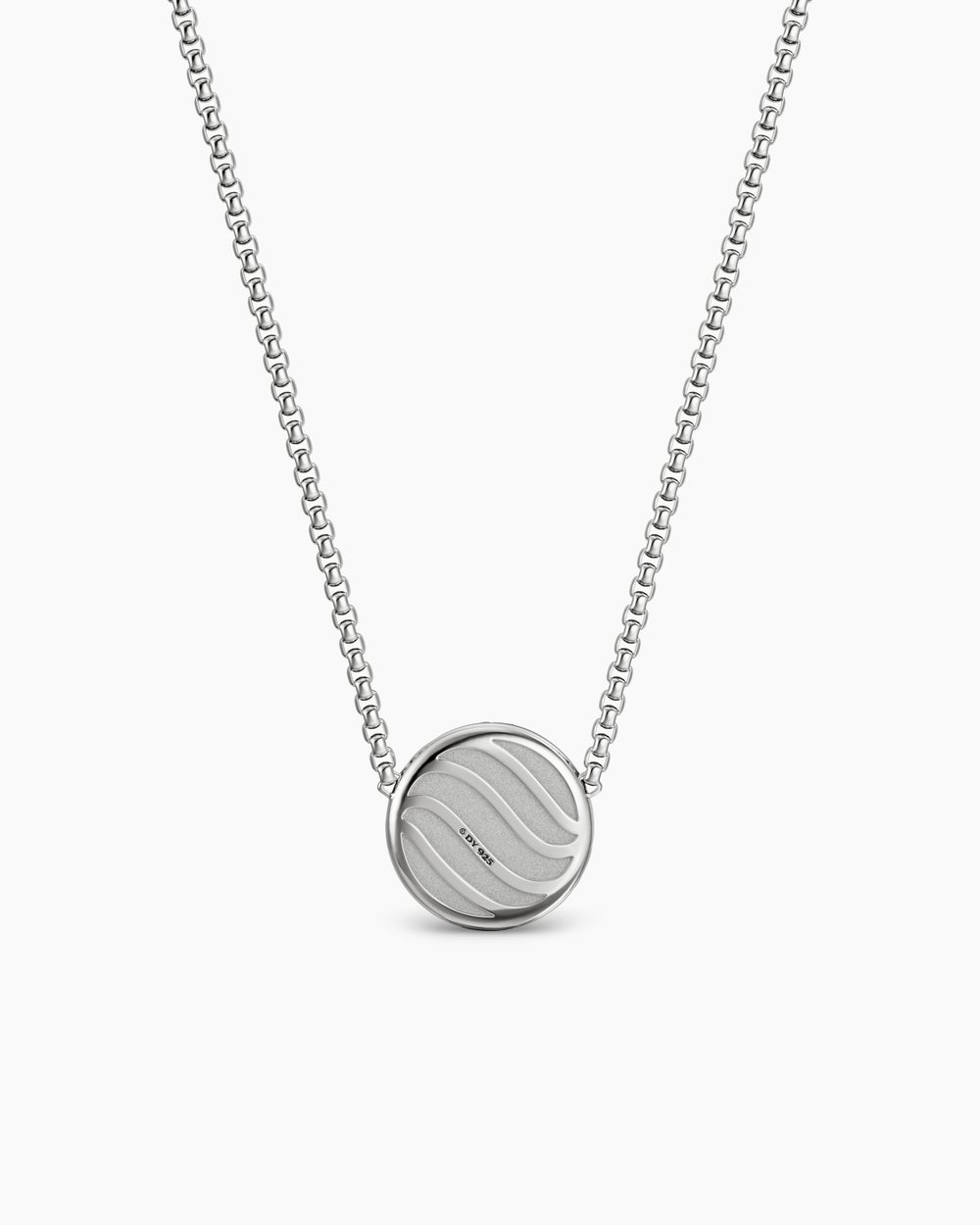 Womens Sculpted Cable Pendant Necklace in Sterling Silver with Diamonds, 10mm