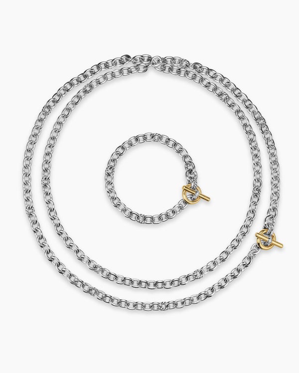 DY Mercer® Convertible Chain Necklace in Sterling Silver with 18K Yellow Gold and Diamonds, 8mm