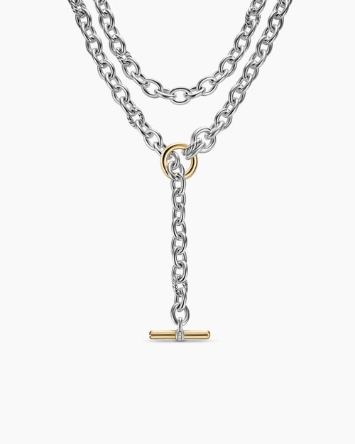 Womens DY Mercer® Convertible Chain Necklace in Sterling Silver with 18K Yellow Gold and Diamonds, 8mm