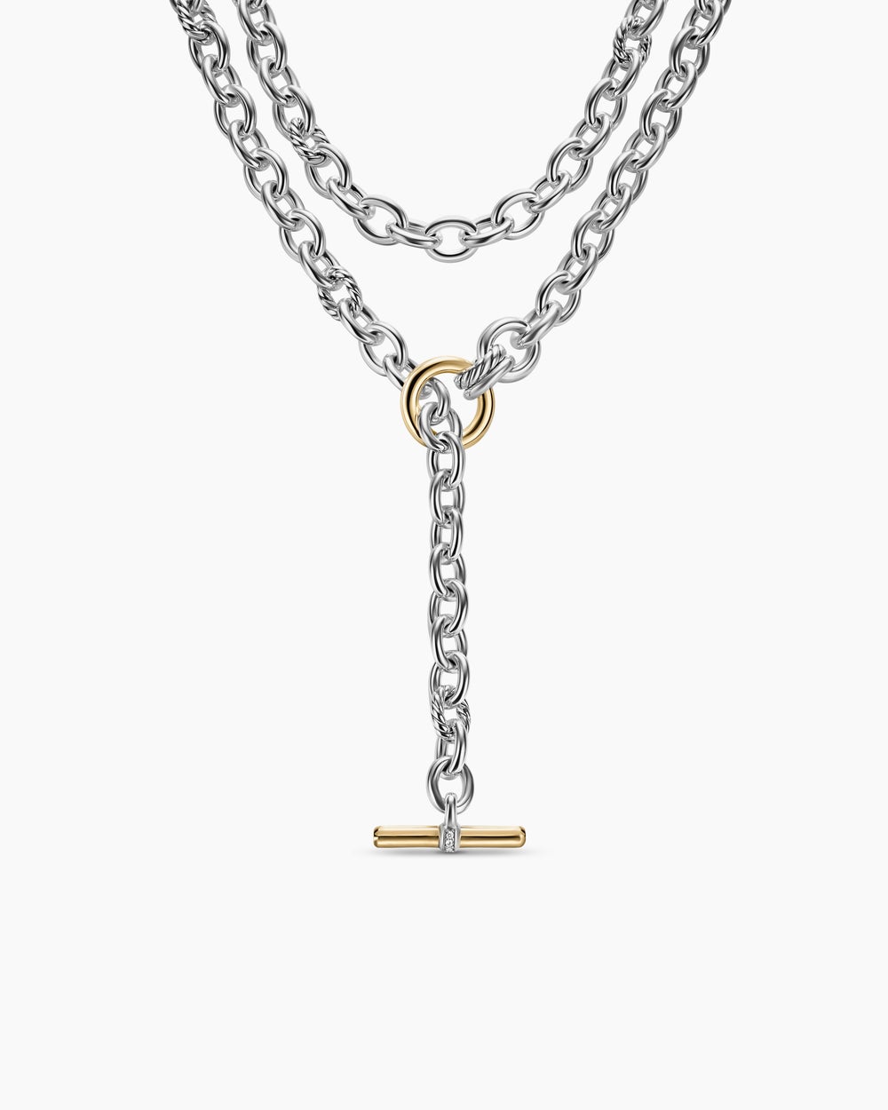 Collier chaîne DY Mercer® convertible en argent sterling avec or jaune 18 carats et diamants, 8 mm femmes