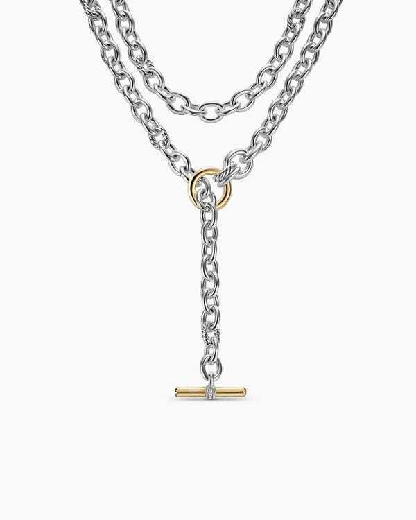 DY Mercer® Convertible Chain Necklace in Sterling Silver with 18K Yellow Gold and Diamonds, 8mm