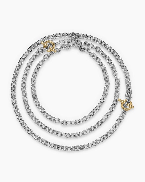 Womens DY Mercer® Convertible Chain Necklace in Sterling Silver with 18K Yellow Gold and Diamonds, 8mm