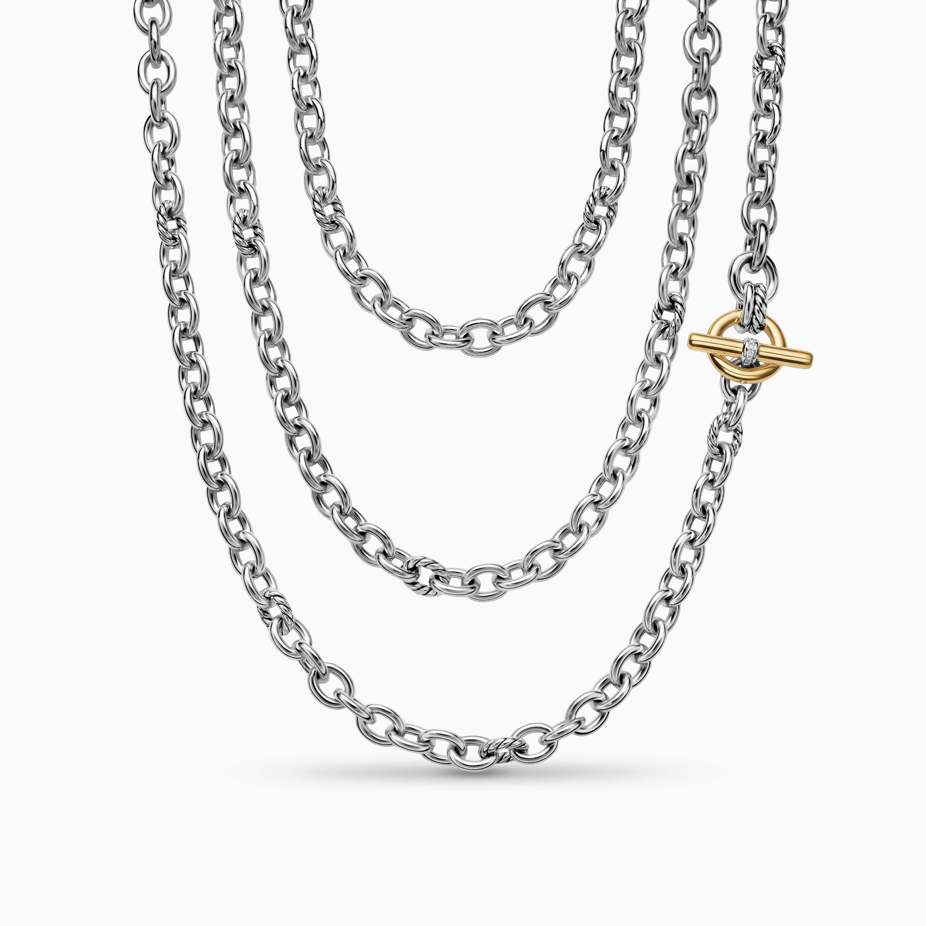 Womens DY Mercer&reg; Convertible Chain Necklace in Sterling Silver with 18K Yellow Gold and Diamonds, 8mm