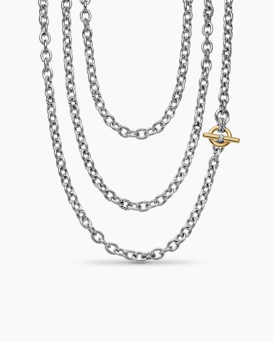 DY Mercer® Convertible Chain Necklace in Sterling Silver with 18K Yellow Gold and Diamonds, 8mm