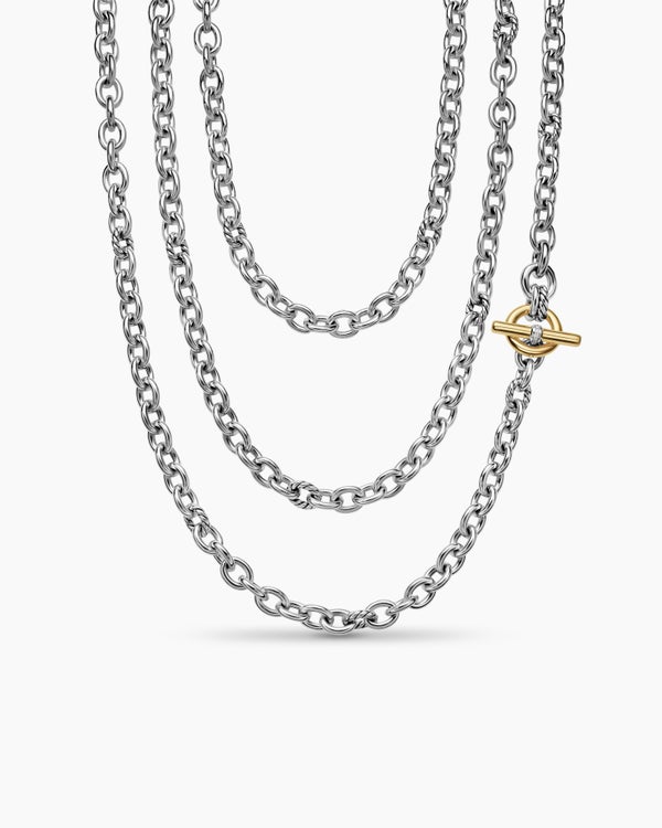 DY Mercer® Convertible Chain Necklace in Sterling Silver with 18K Yellow Gold and Diamonds, 8mm