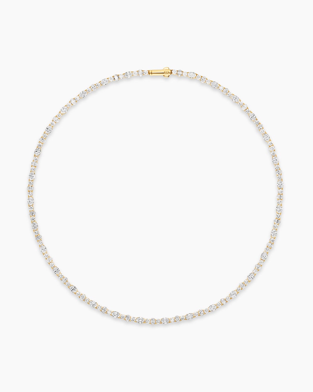 Womens Tennis Necklace in 18K Yellow Gold with Diamonds, 2.5-4.5mm