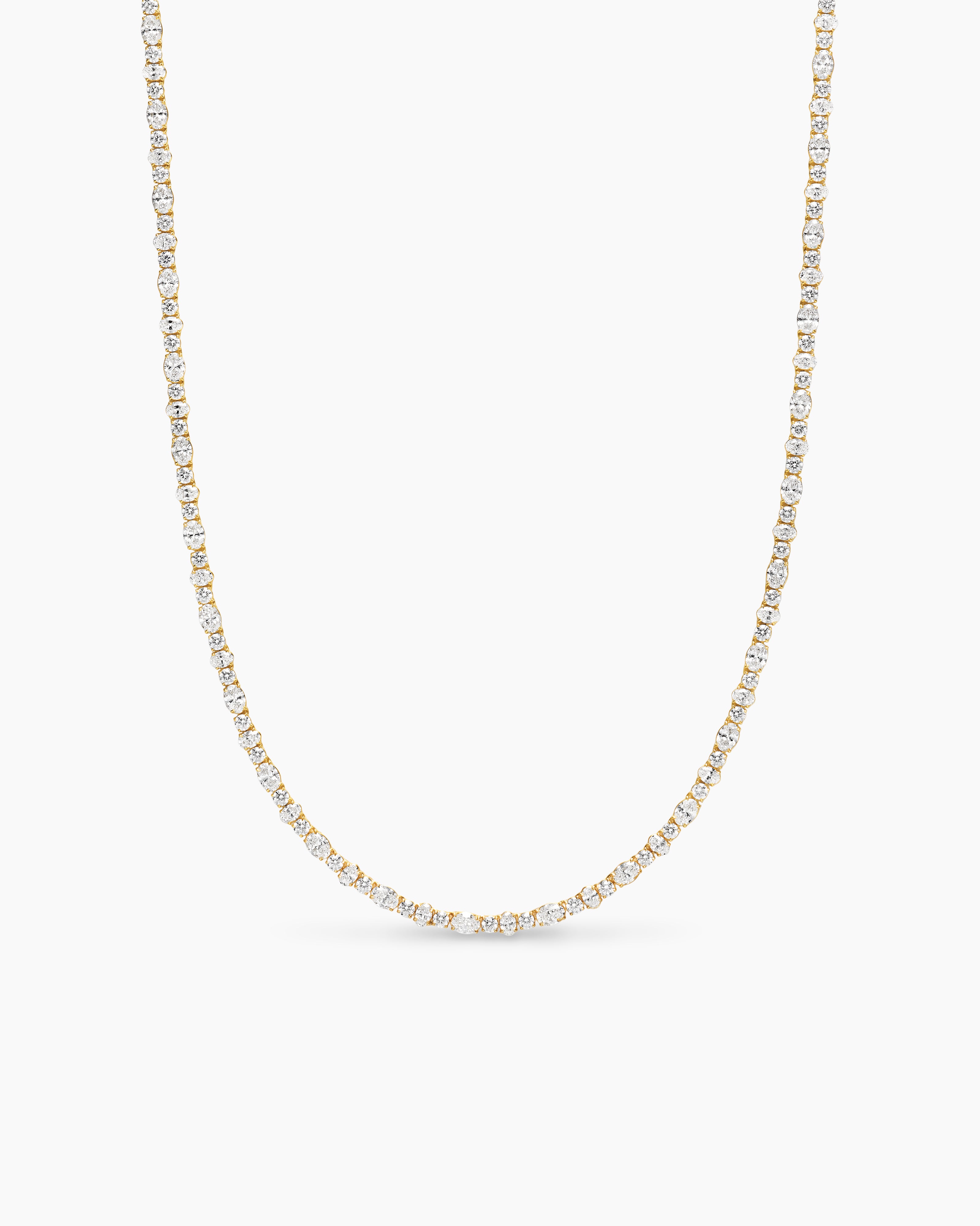 Womens Tennis Necklace in 18K Yellow Gold with Diamonds, 2.5-4.5mm
