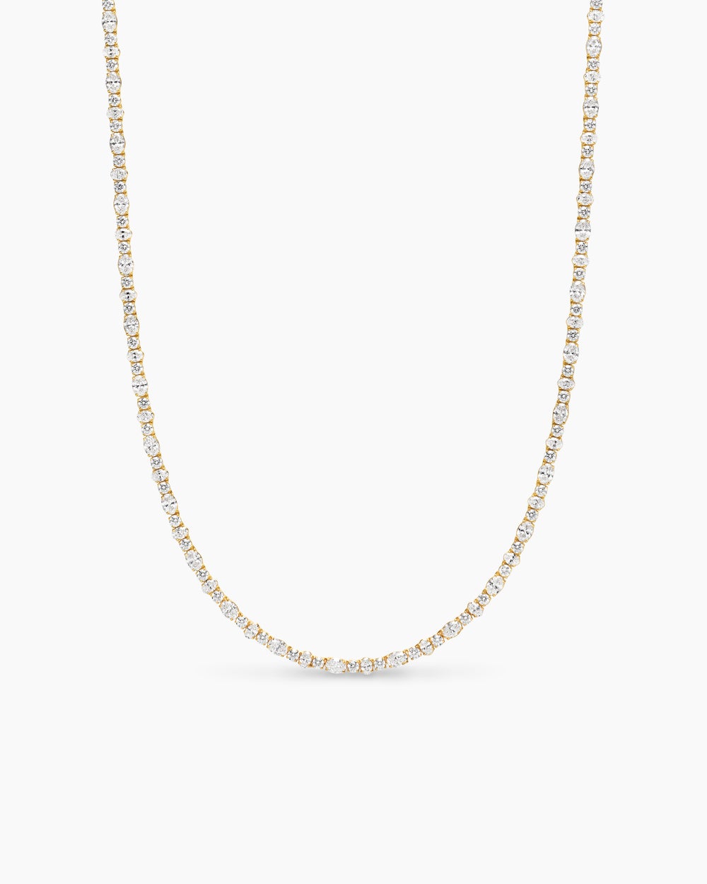 Womens Tennis Necklace in 18K Yellow Gold with Diamonds, 2.5-4.5mm
