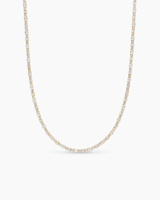 Tennis Necklace in 18K Yellow Gold with Diamonds, 2.5-4.5mm