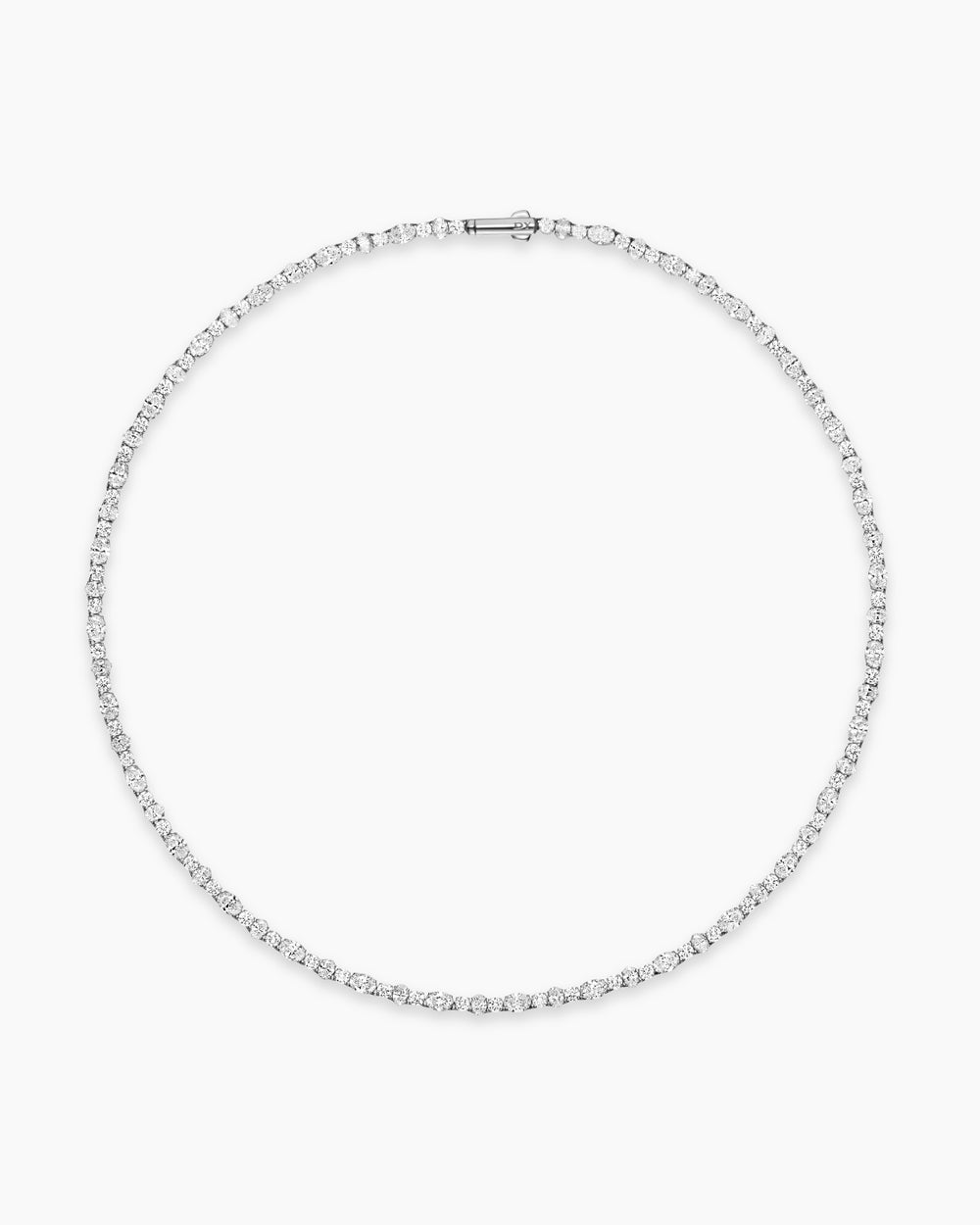 Womens Tennis Necklace in 18K White Gold with Diamonds, 2.5-4.5mm