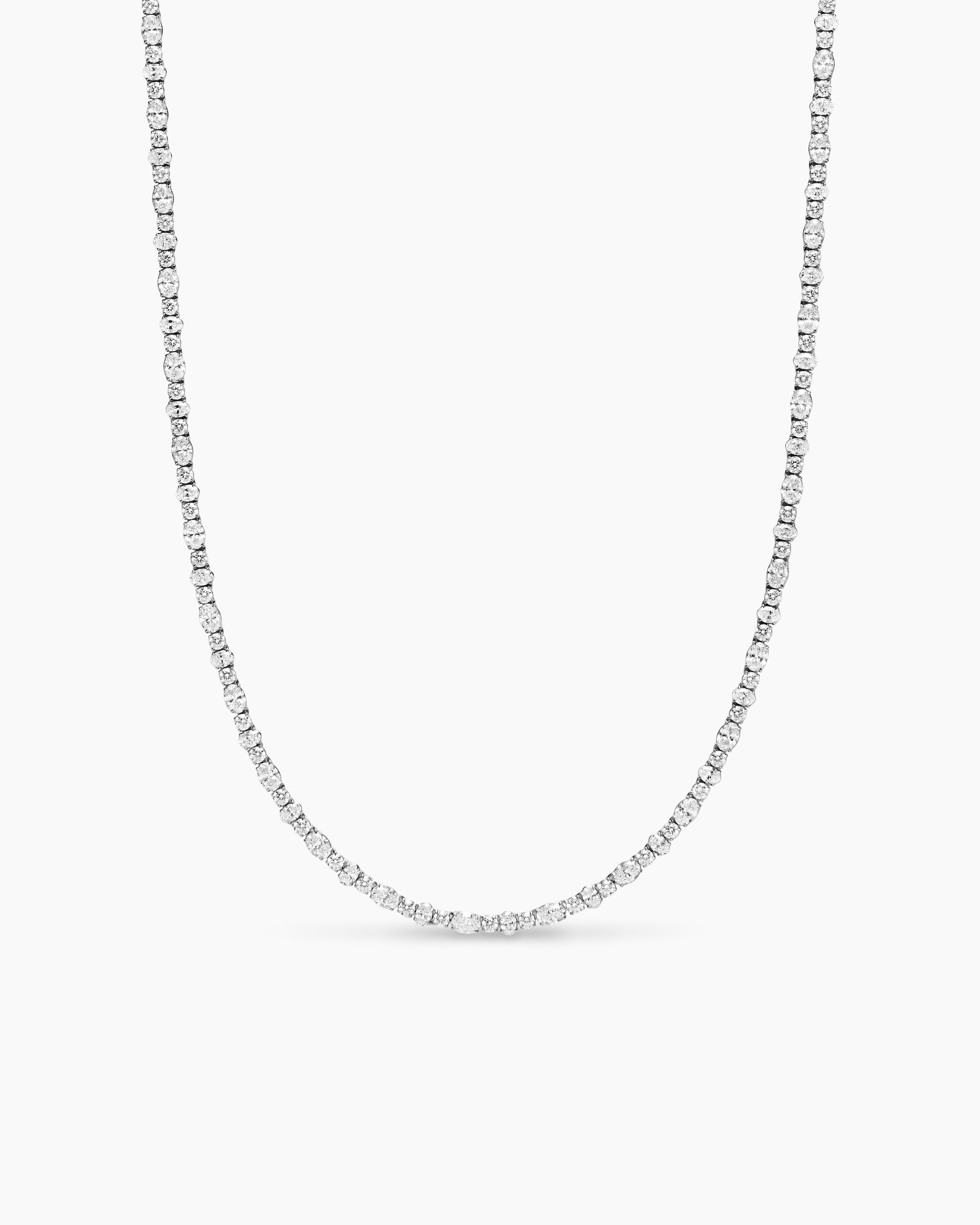 Womens Tennis Necklace in 18K White Gold with Diamonds, 2.5-4.5mm