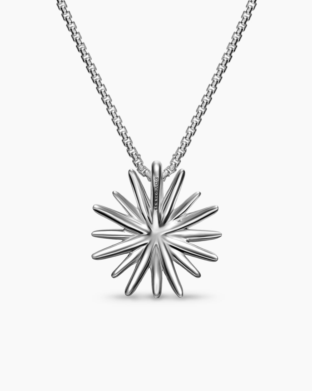 Womens Starburst Necklace in Sterling Silver with 18K Yellow Gold with Diamonds, 21mm
