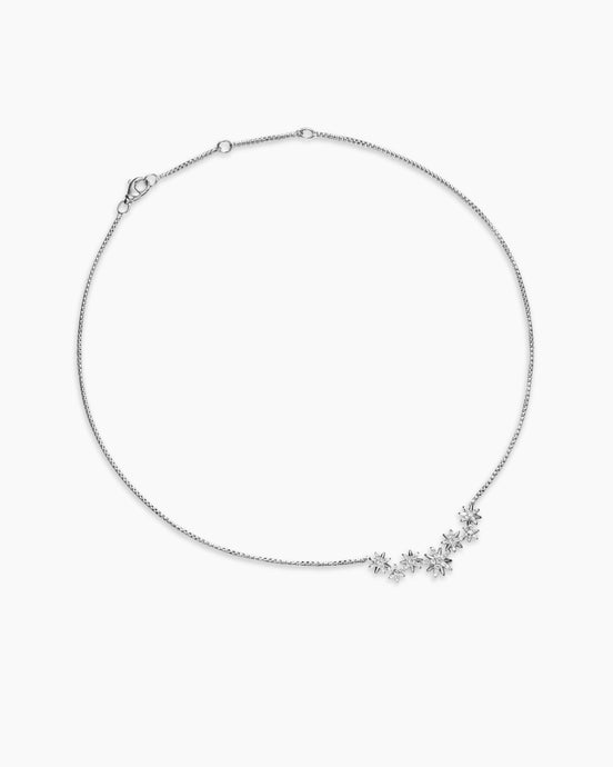 Starburst Cluster Necklace in Sterling Silver with Diamonds, 15.5mm
