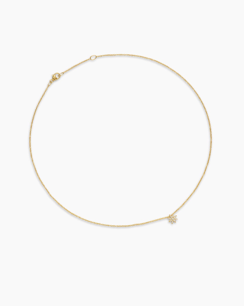 Womens Petite Starburst Station Necklace in 18K Yellow Gold with Diamonds, 7mm