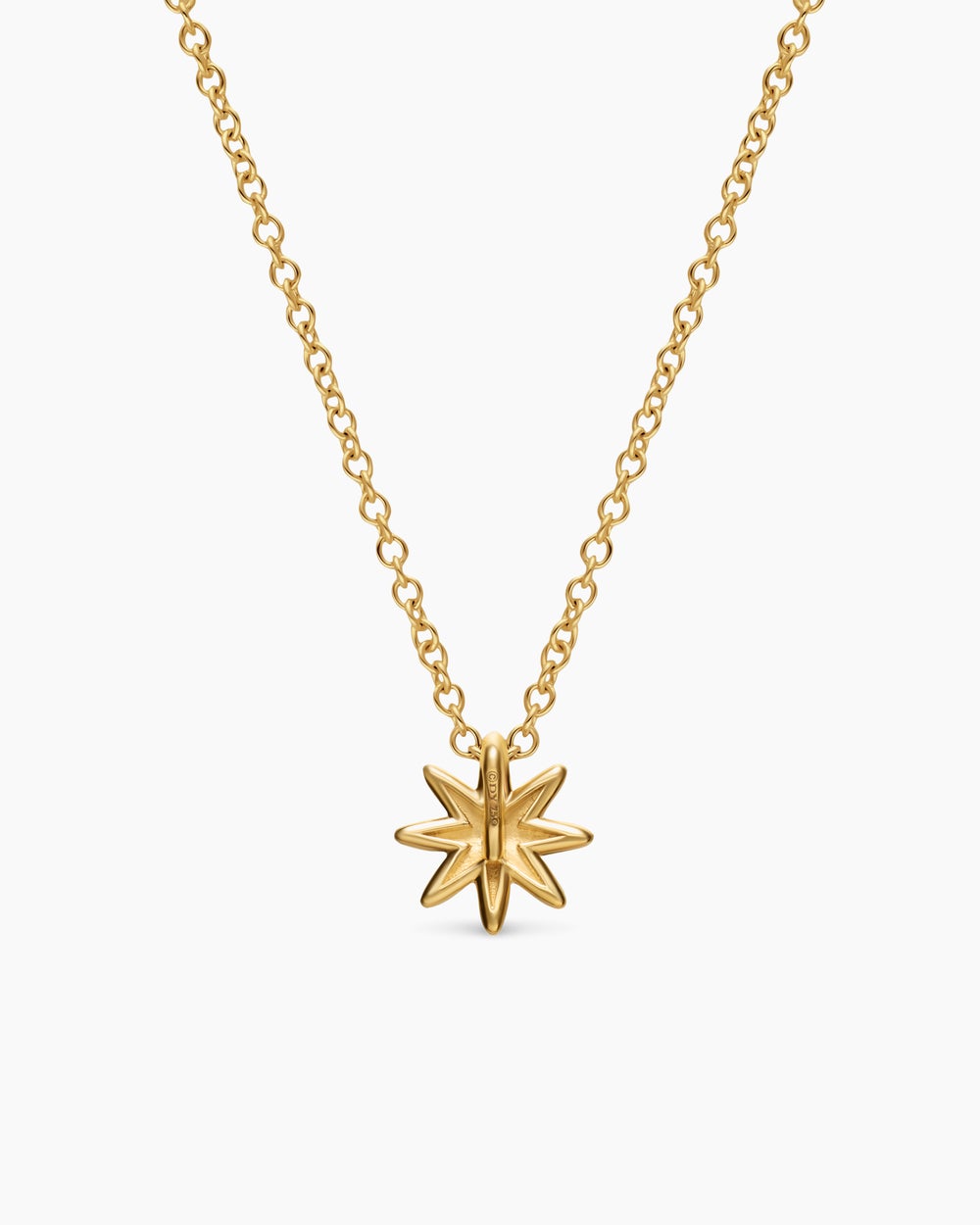 Womens Petite Starburst Station Necklace in 18K Yellow Gold with Diamonds, 7mm
