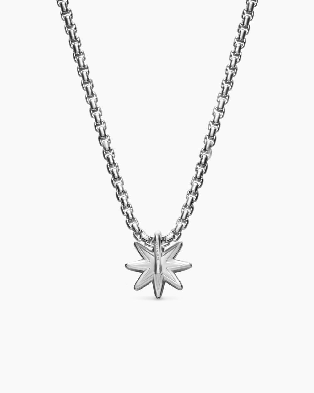 Womens Petite Starburst Station Necklace in Sterling Silver with Diamonds, 7mm