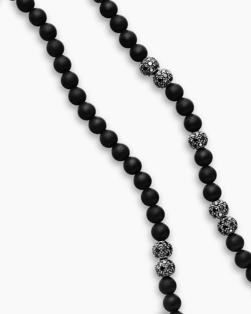 Mens Spiritual Beads Necklace with Pavé, 6mm