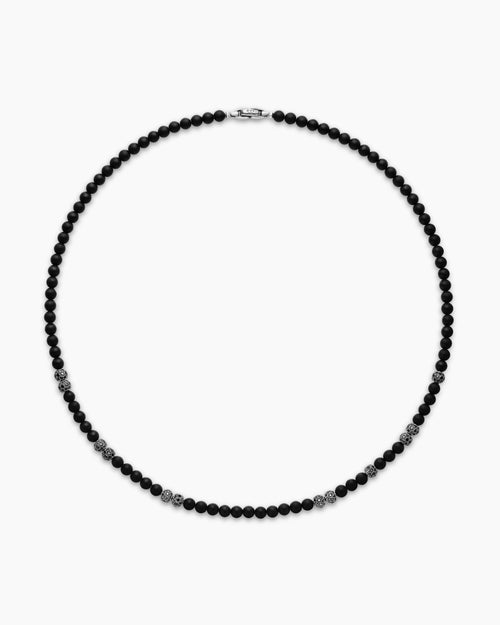 Mens Spiritual Beads Necklace with Pavé, 6mm