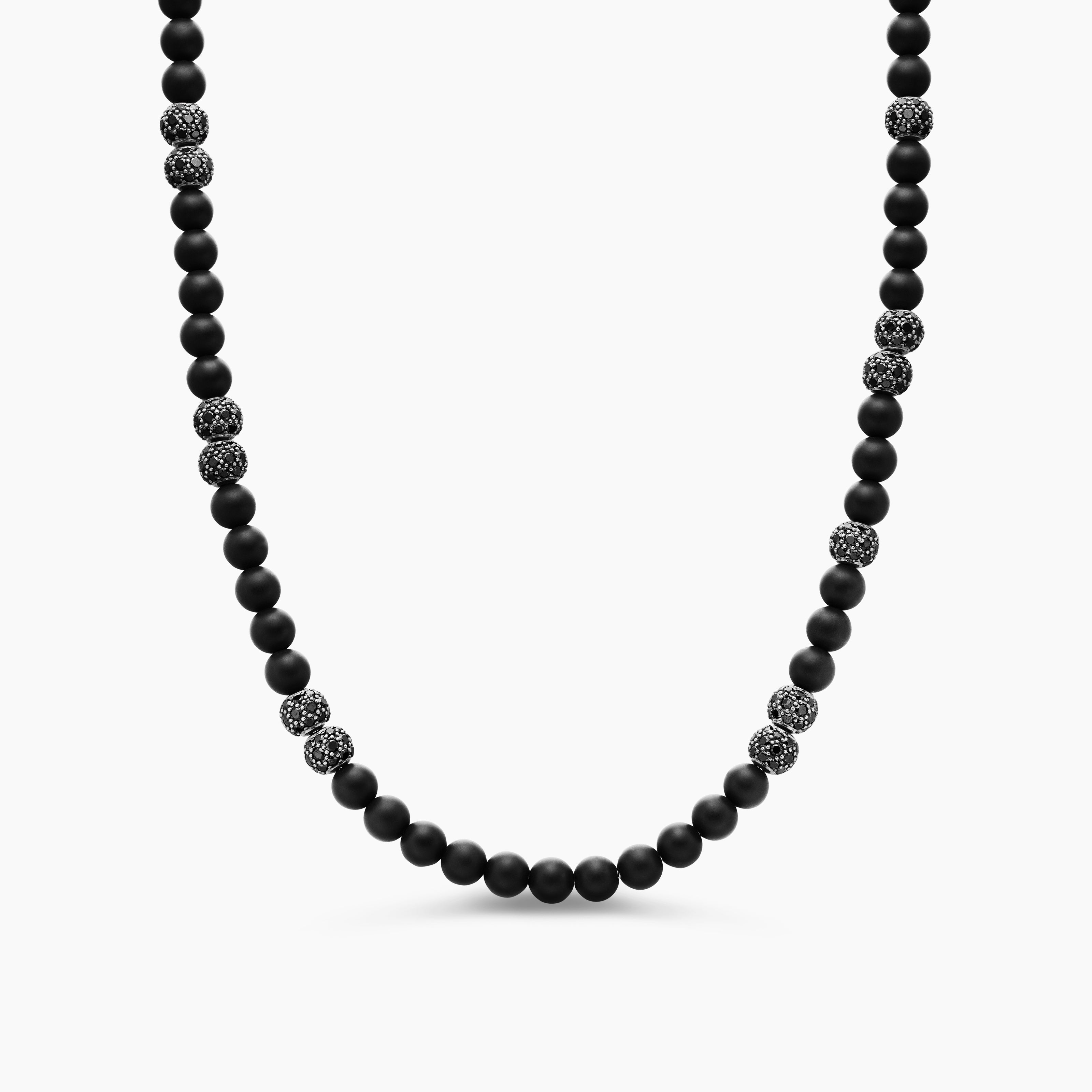 Mens Spiritual Beads Necklace with Pav&eacute;, 6mm