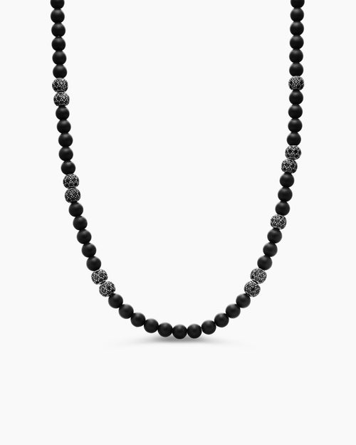 Mens Spiritual Beads Necklace with Pavé, 6mm
