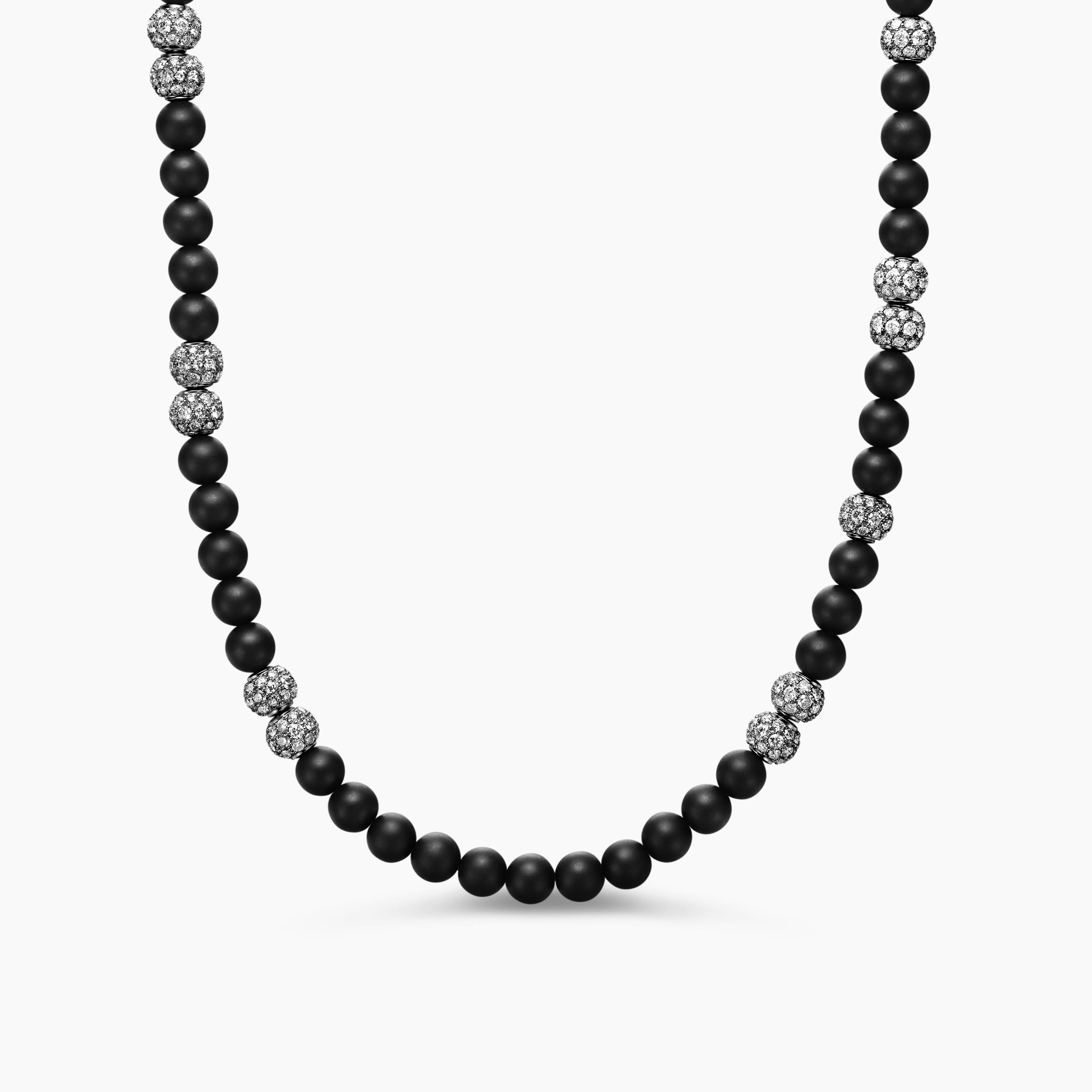 Mens Spiritual Beads Necklace with Pav&eacute;, 6mm