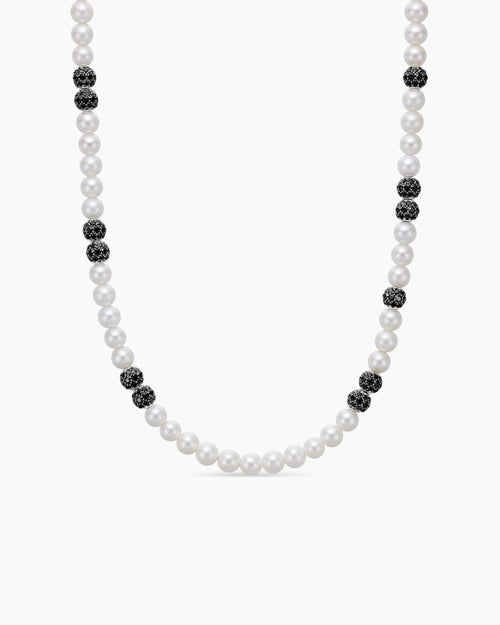 Mens Spiritual Beads Necklace with Pavé, 6mm