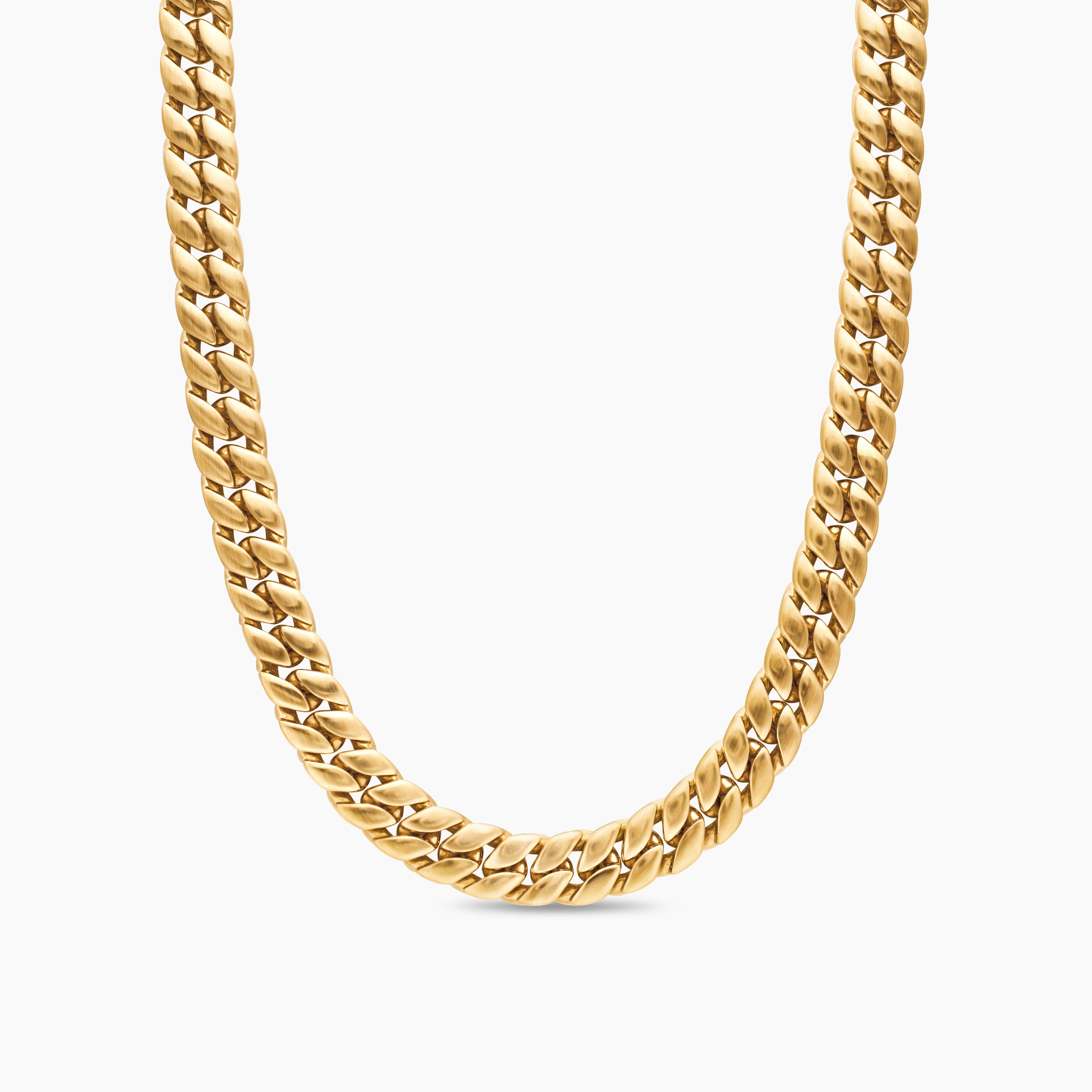 Mens Curb Chain Necklace in 18K Yellow Gold, 11.5mm