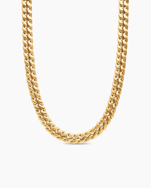 Mens Curb Chain Necklace in 18K Yellow Gold, 11.5mm
