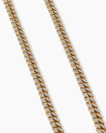 Curb Chain Necklace in 18K Yellow Gold with Diamonds, 11.5mm