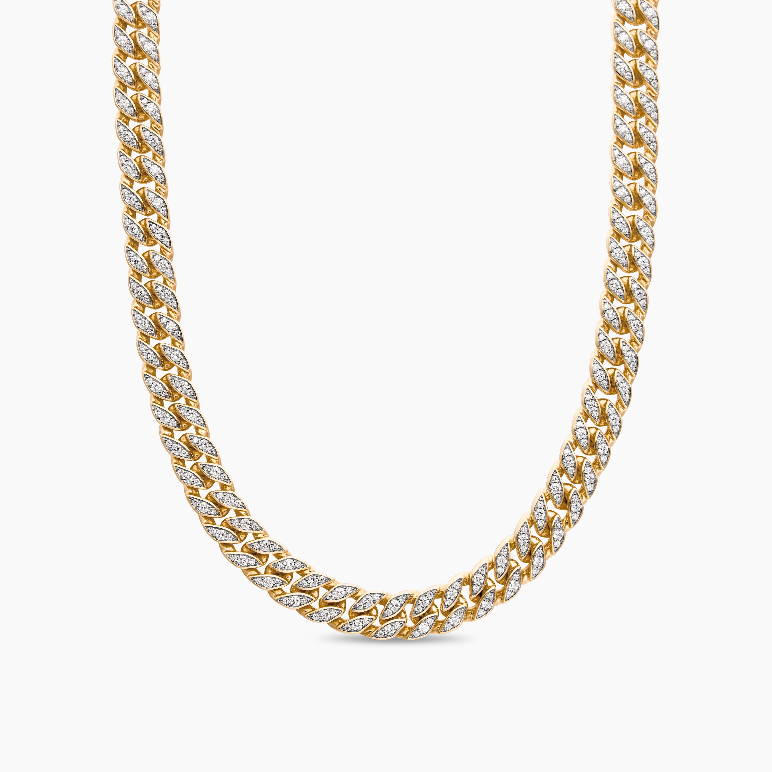 Mens Curb Chain Necklace in 18K Yellow Gold, 11.5mm
