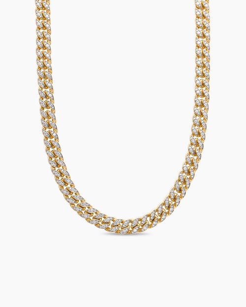 Mens Curb Chain Necklace in 18K Yellow Gold, 11.5mm