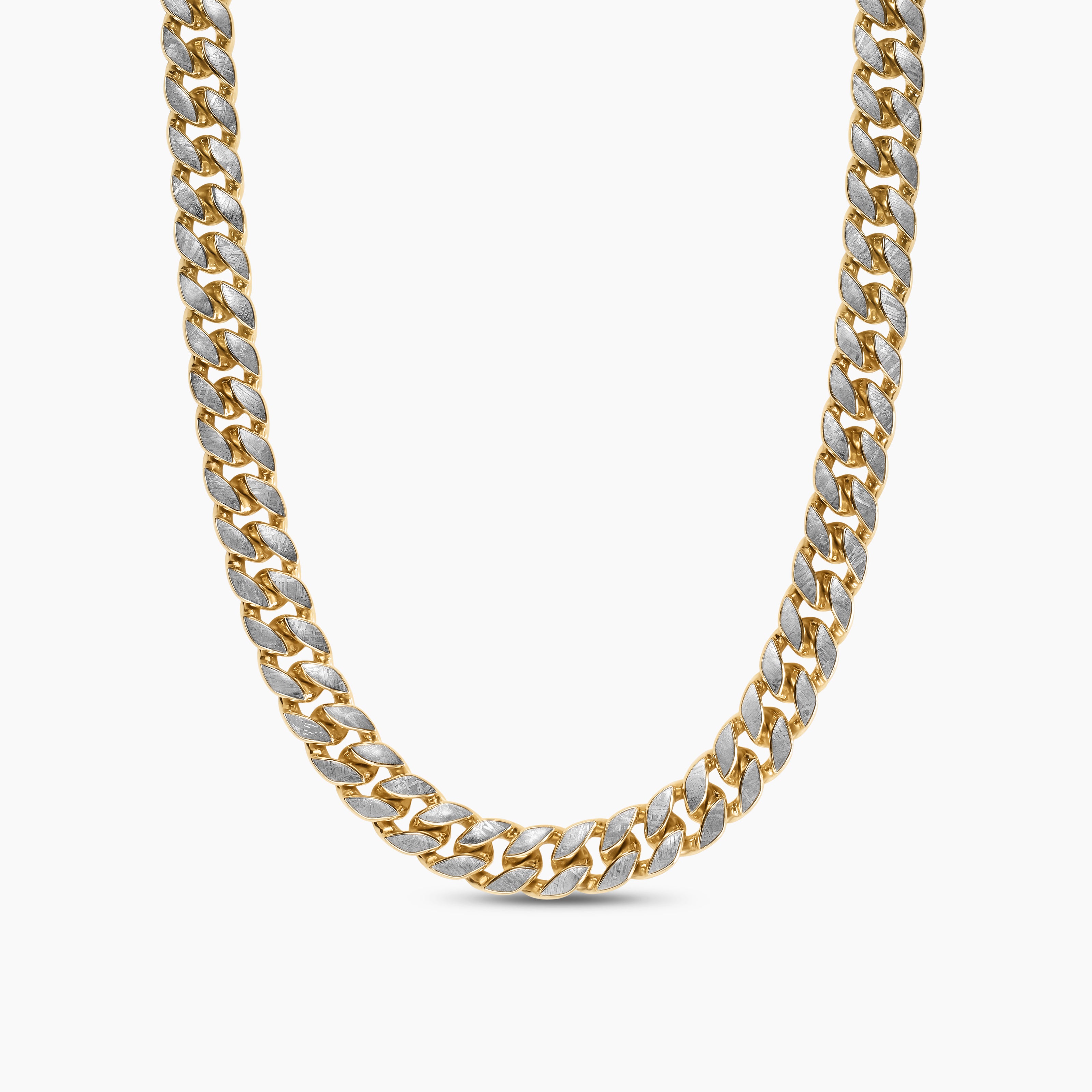 Mens Curb Chain Necklace in 18K Yellow Gold, 11.5mm