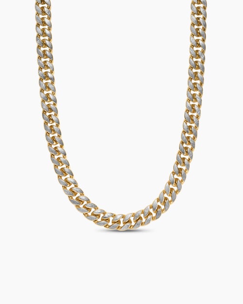 Mens Curb Chain Necklace in 18K Yellow Gold, 11.5mm