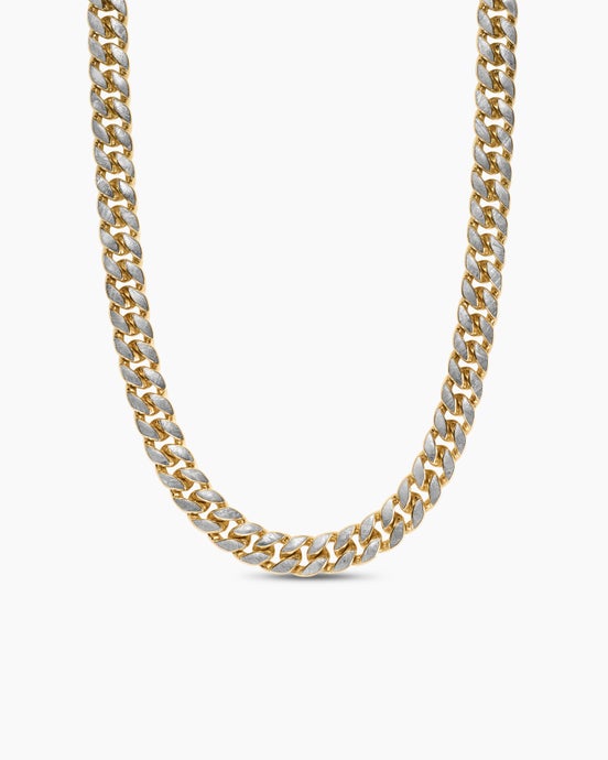 Curb Chain Necklace in 18K Yellow Gold with Meteorite, 11.5mm