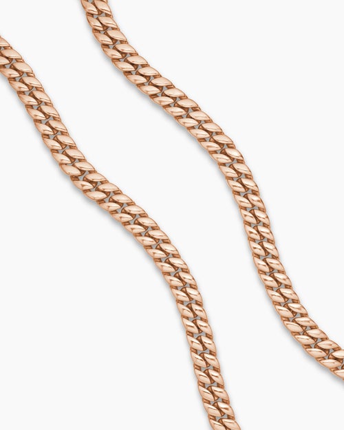 Mens Curb Chain Necklace in 18K Rose Gold, 11.5mm