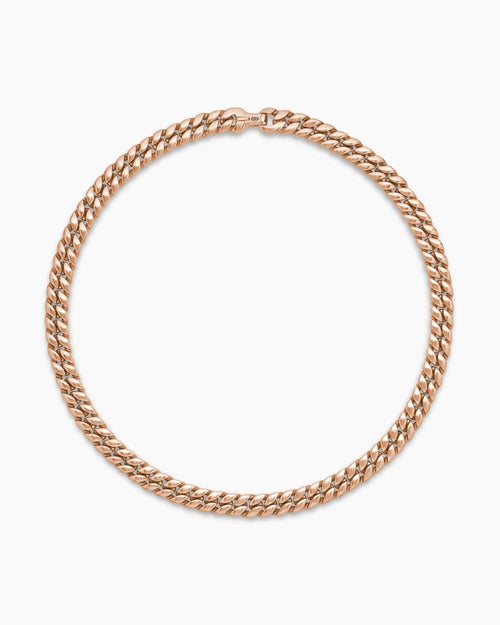 Mens Curb Chain Necklace in 18K Rose Gold, 11.5mm