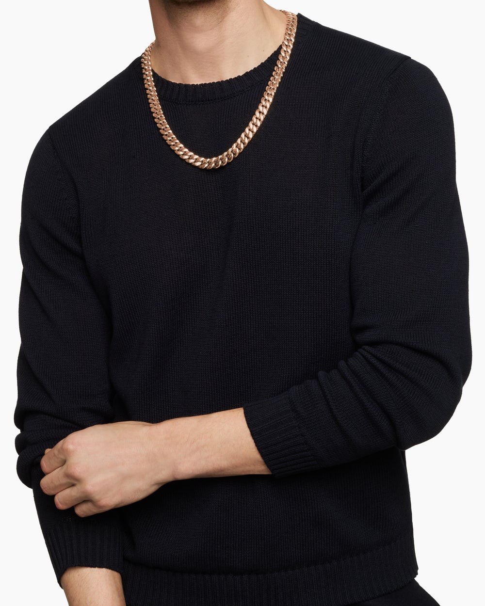 Mens Curb Chain Necklace in 18K Rose Gold, 11.5mm