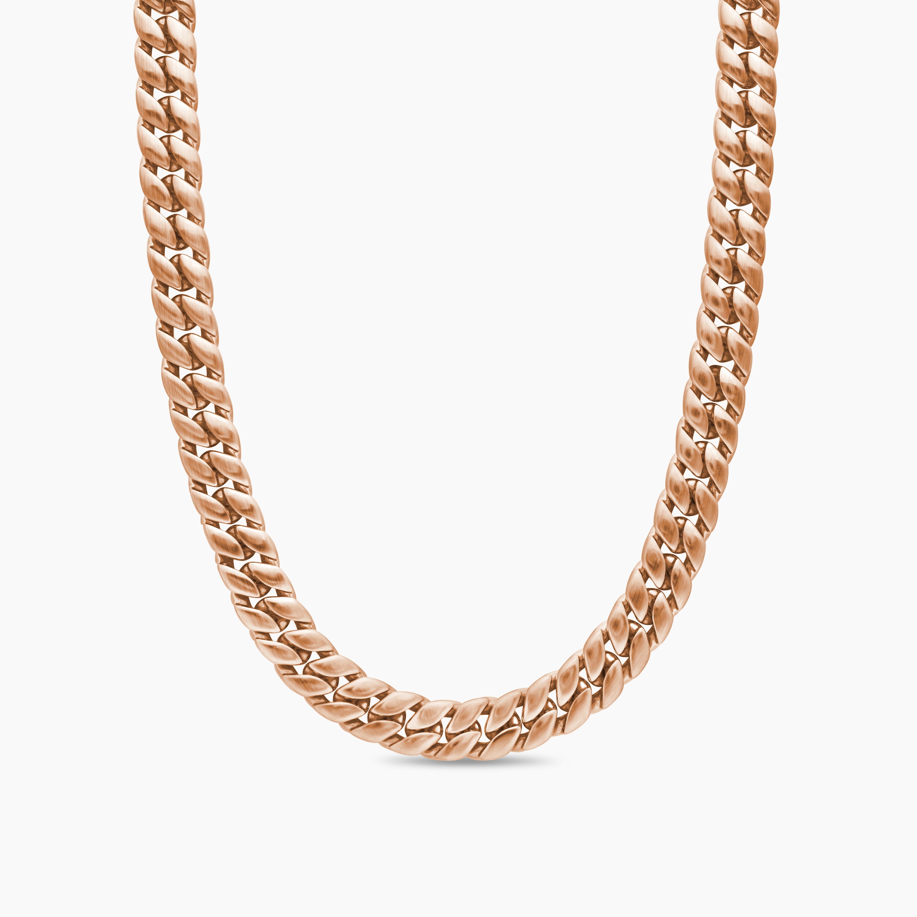 Mens Curb Chain Necklace in 18K Rose Gold, 11.5mm